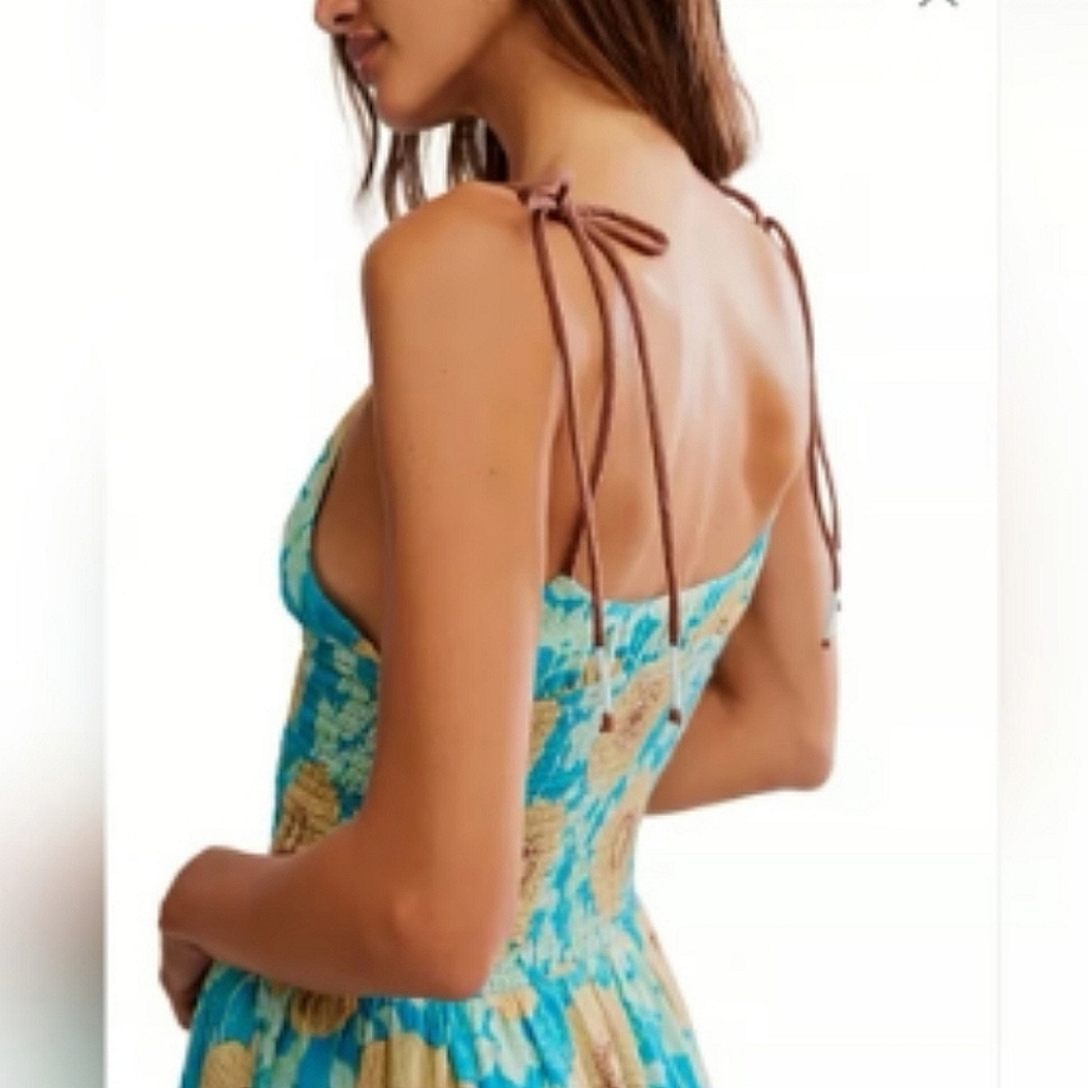 Free People Adriel Floral Print V-Neck Sleeveless Tiered Midi Dress M - Picture 3 of 12